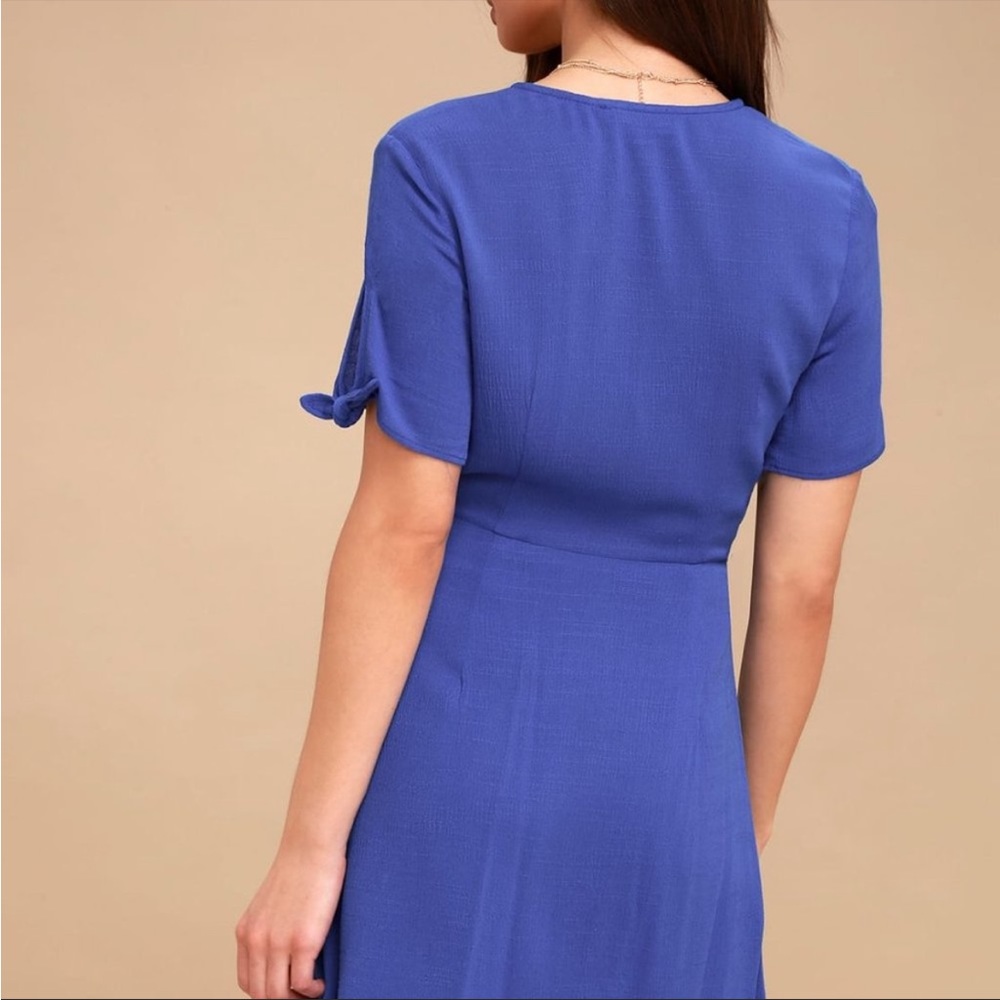 👗 Lulu’s 👗 Royal Blue Wrap Dress - S - Picture 3 of 12